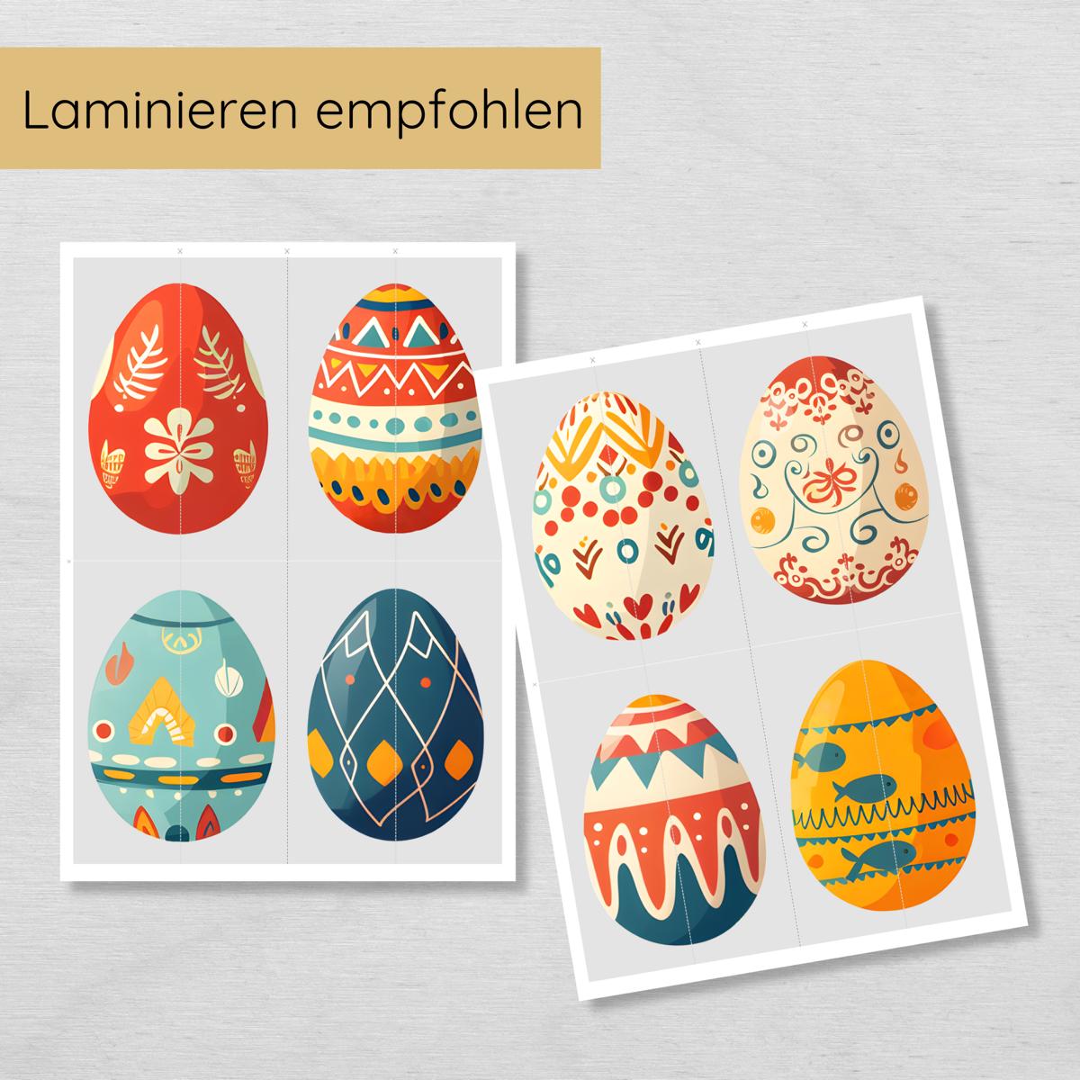 2 Teile Ostereier Puzzle für Kinder, Hälften zuordnen