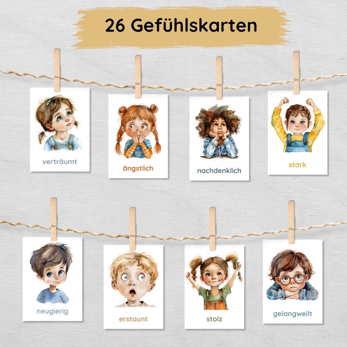 26 Gefühlskarten für Kinder