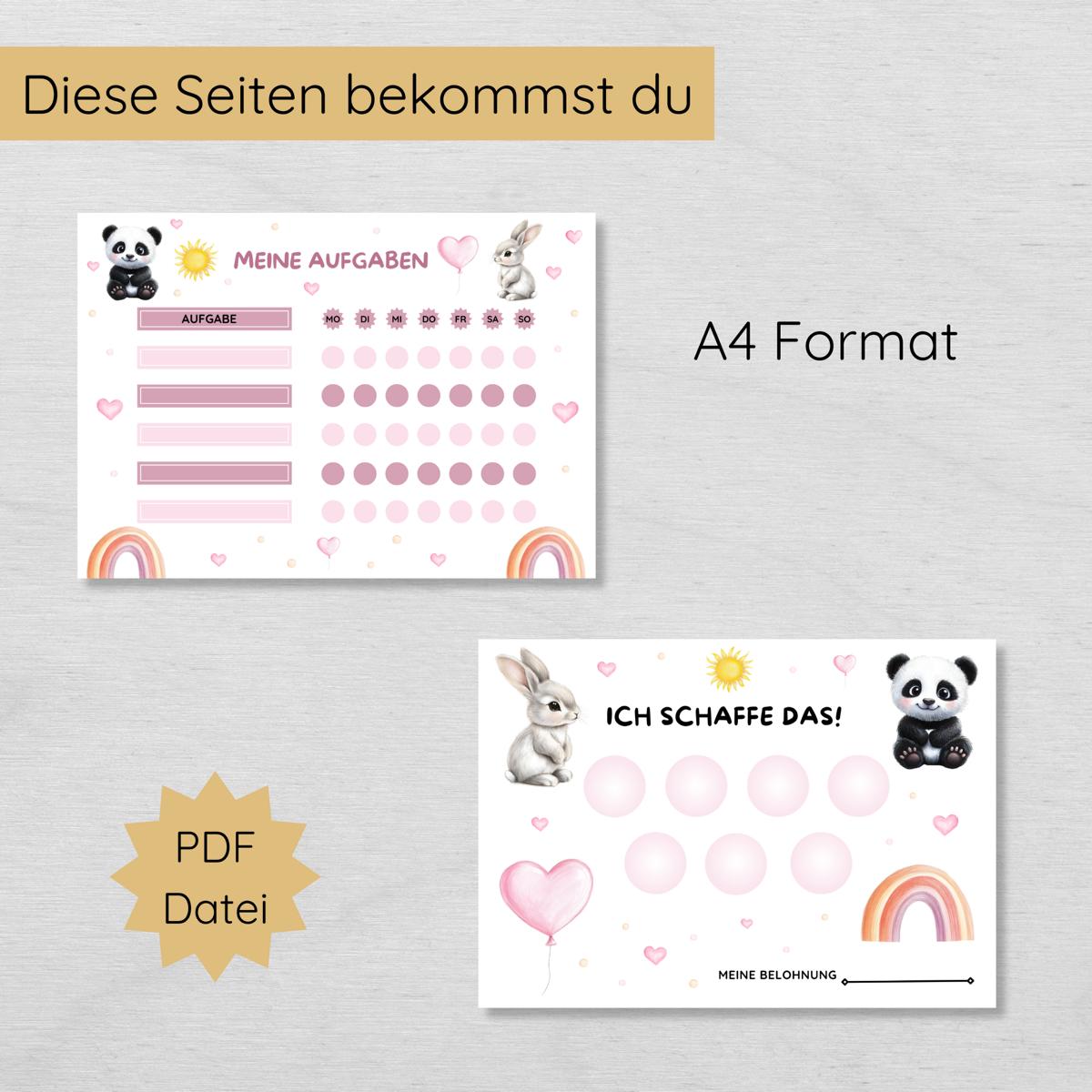 Mädchen Aufgabenplan und Belohnungsplan für Kinder