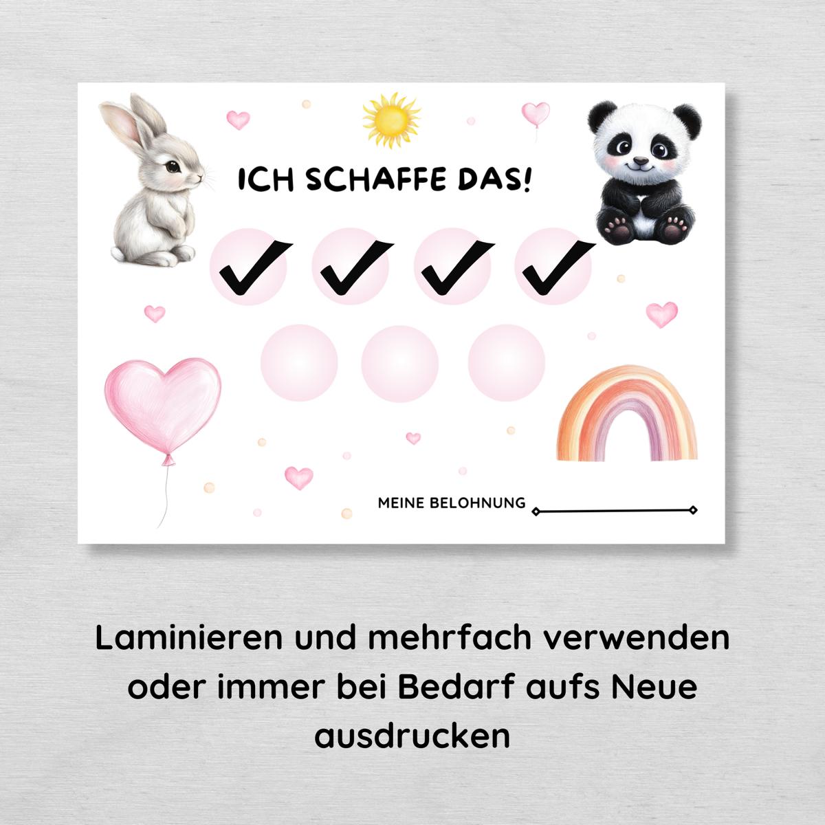 Mädchen Aufgabenplan und Belohnungsplan für Kinder