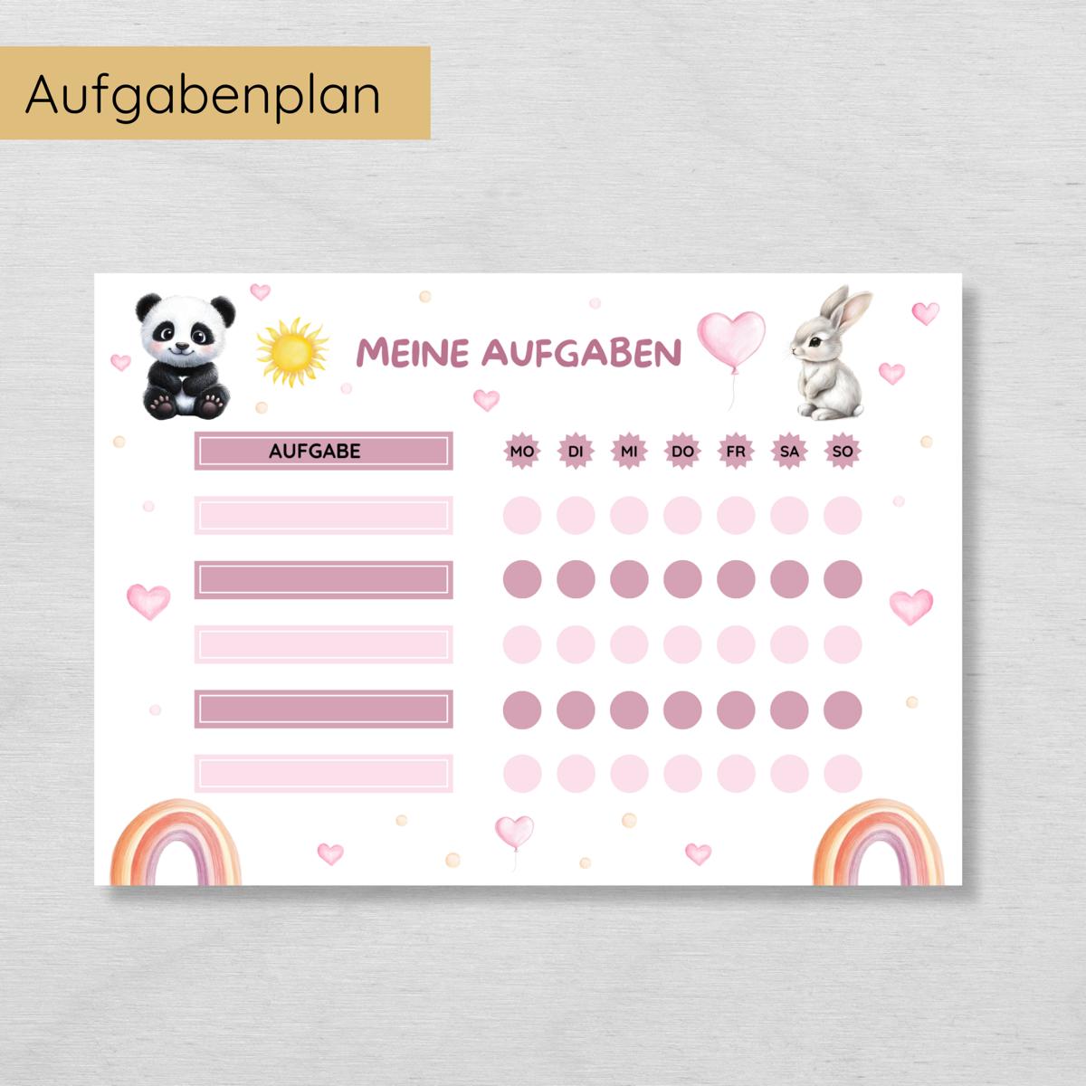 Mädchen Aufgabenplan und Belohnungsplan für Kinder