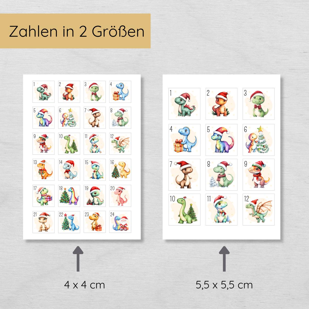 Dino Adventskalenderzahlen für Kinder