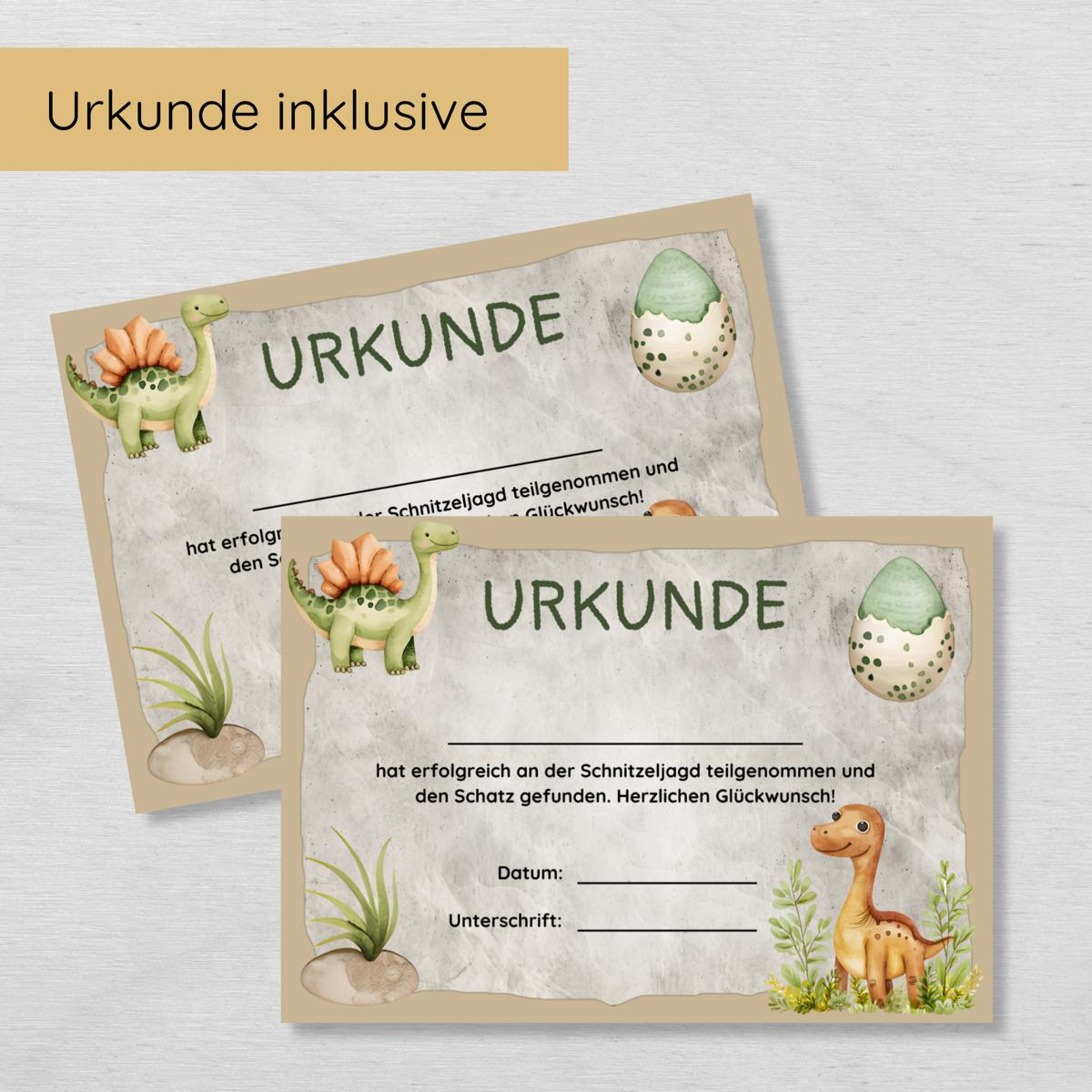 Dino Indoor Schnitzeljagd mit 20 Hinweisen & Urkunde
