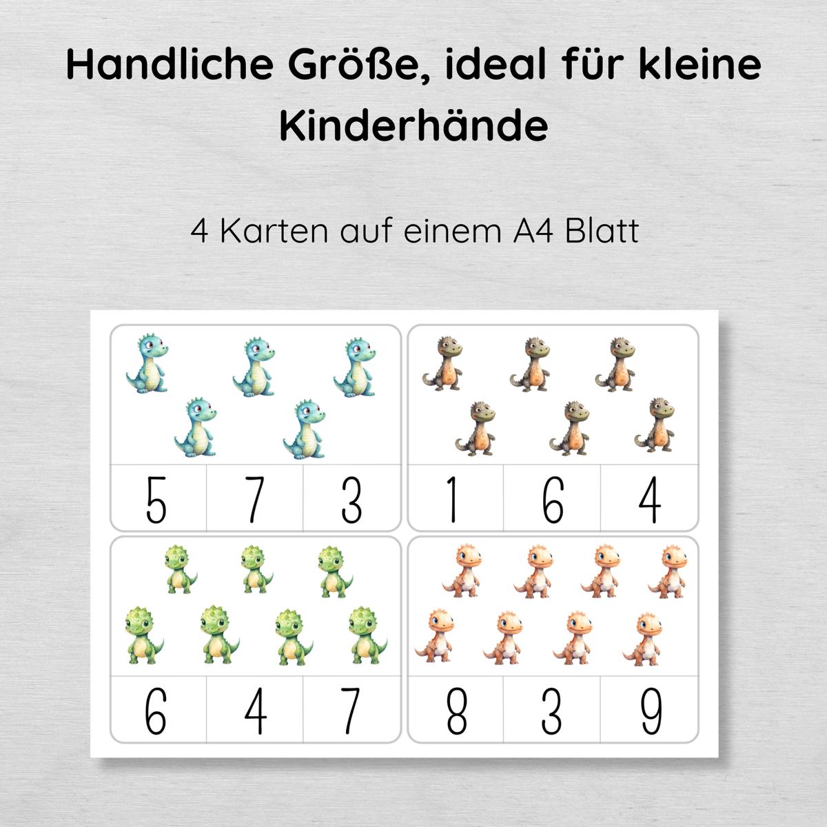 Dino Klammerkarten Zahlen 1 bis 10 für Kinder