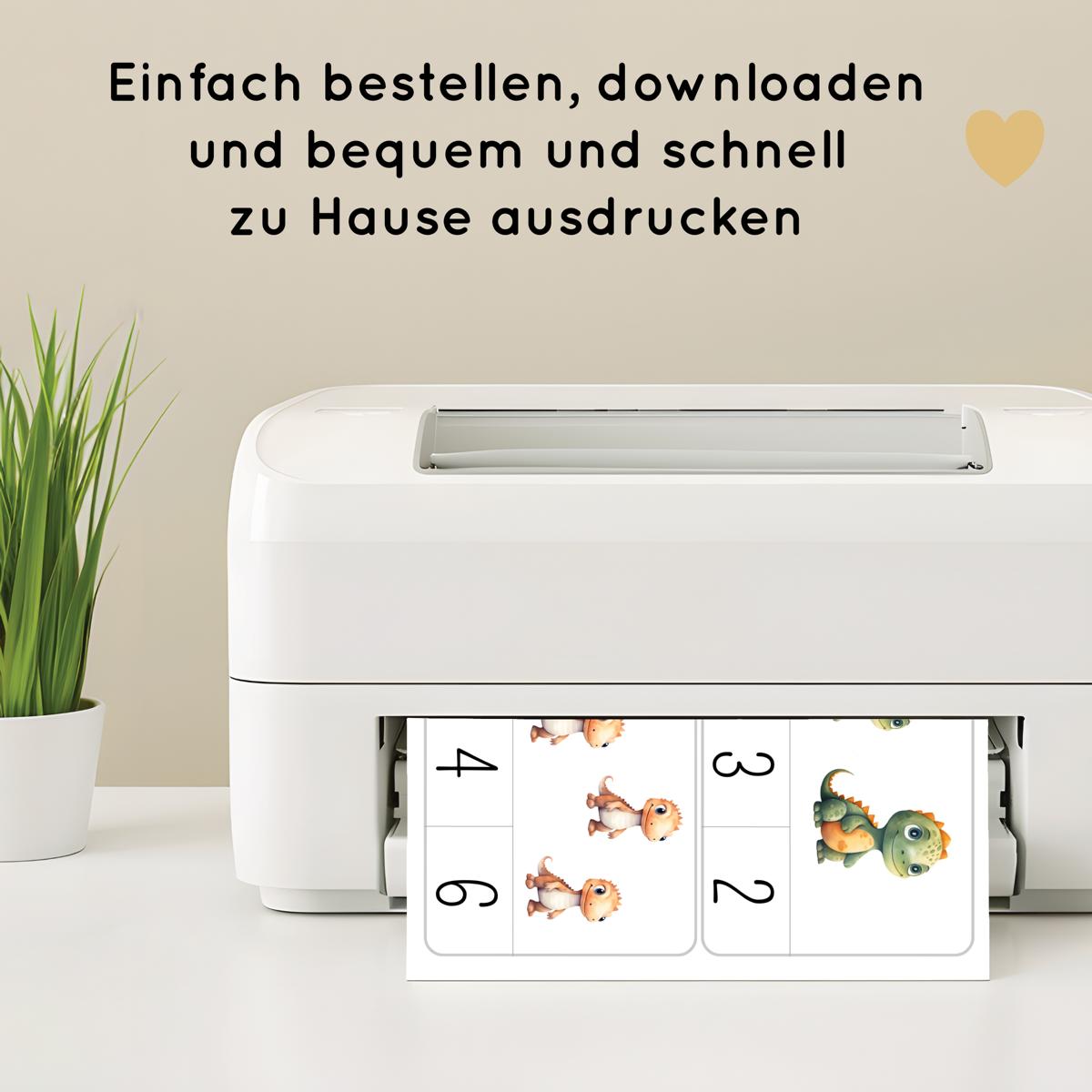 Dino Klammerkarten Zahlen 1 bis 10 für Kinder