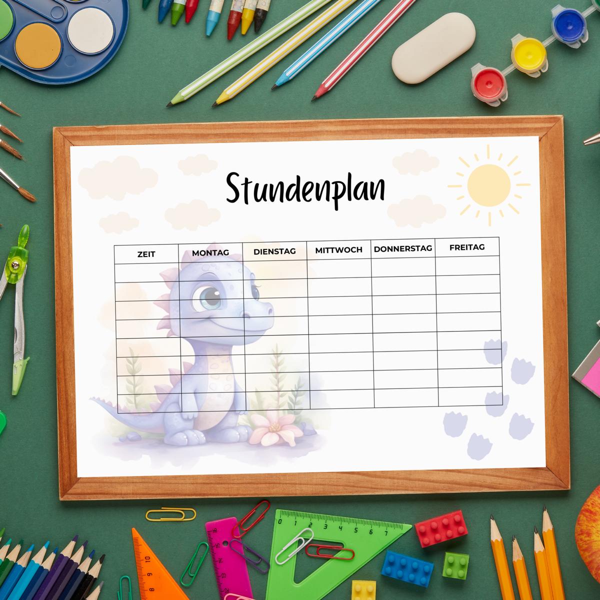 Dino Stundenplan für Kinder, lila
