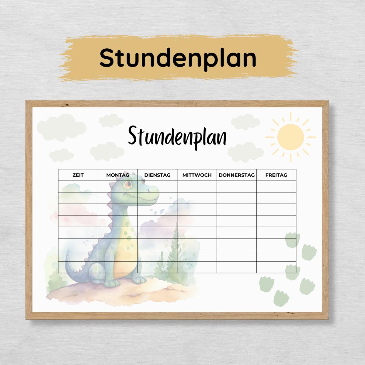 Dino Stundenplan für Kinder, grün