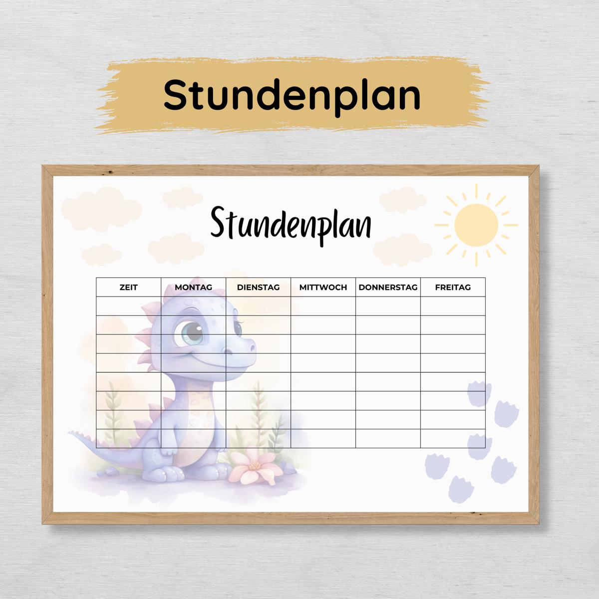 Dino Stundenplan für Kinder, lila
