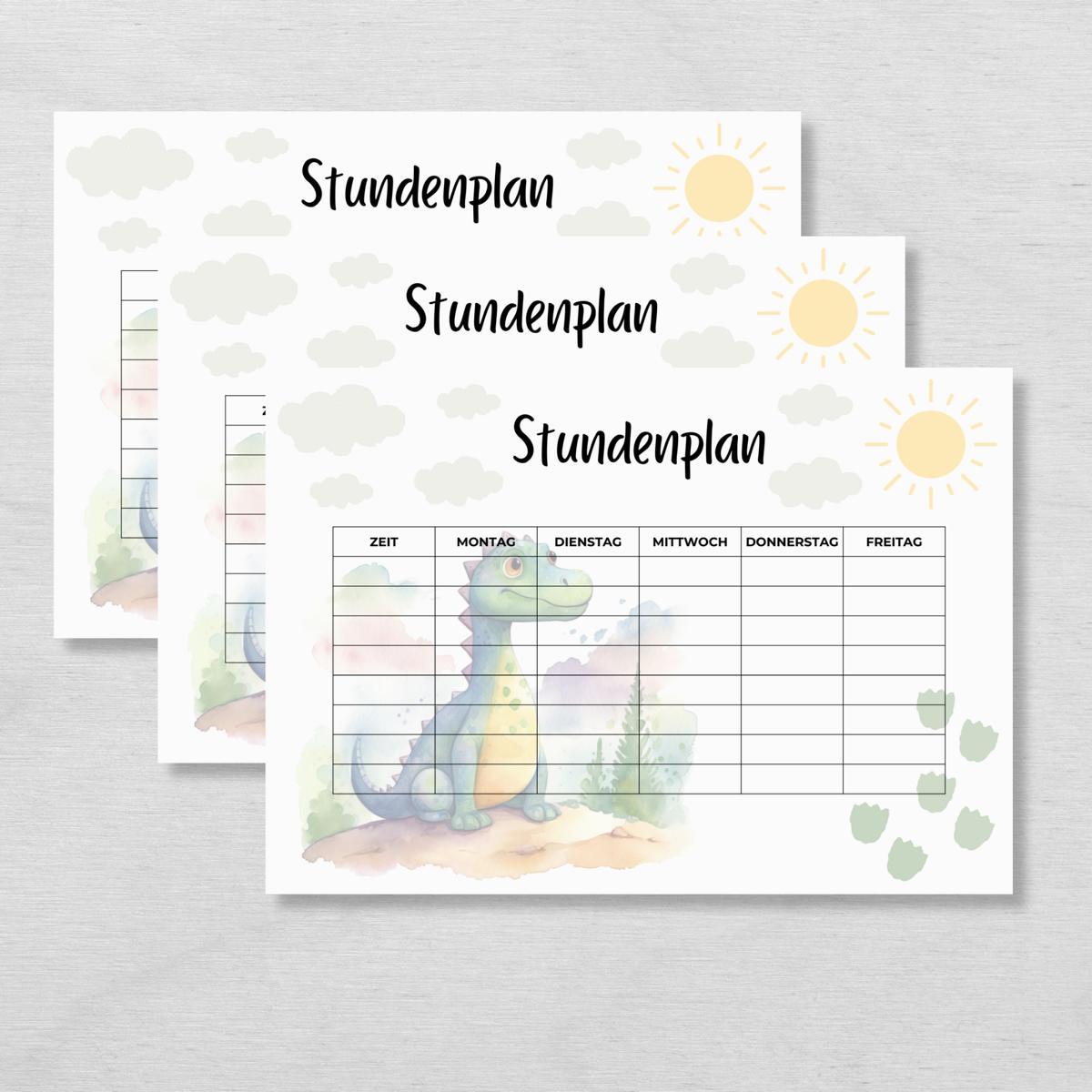 Dino Stundenplan für Kinder, grün