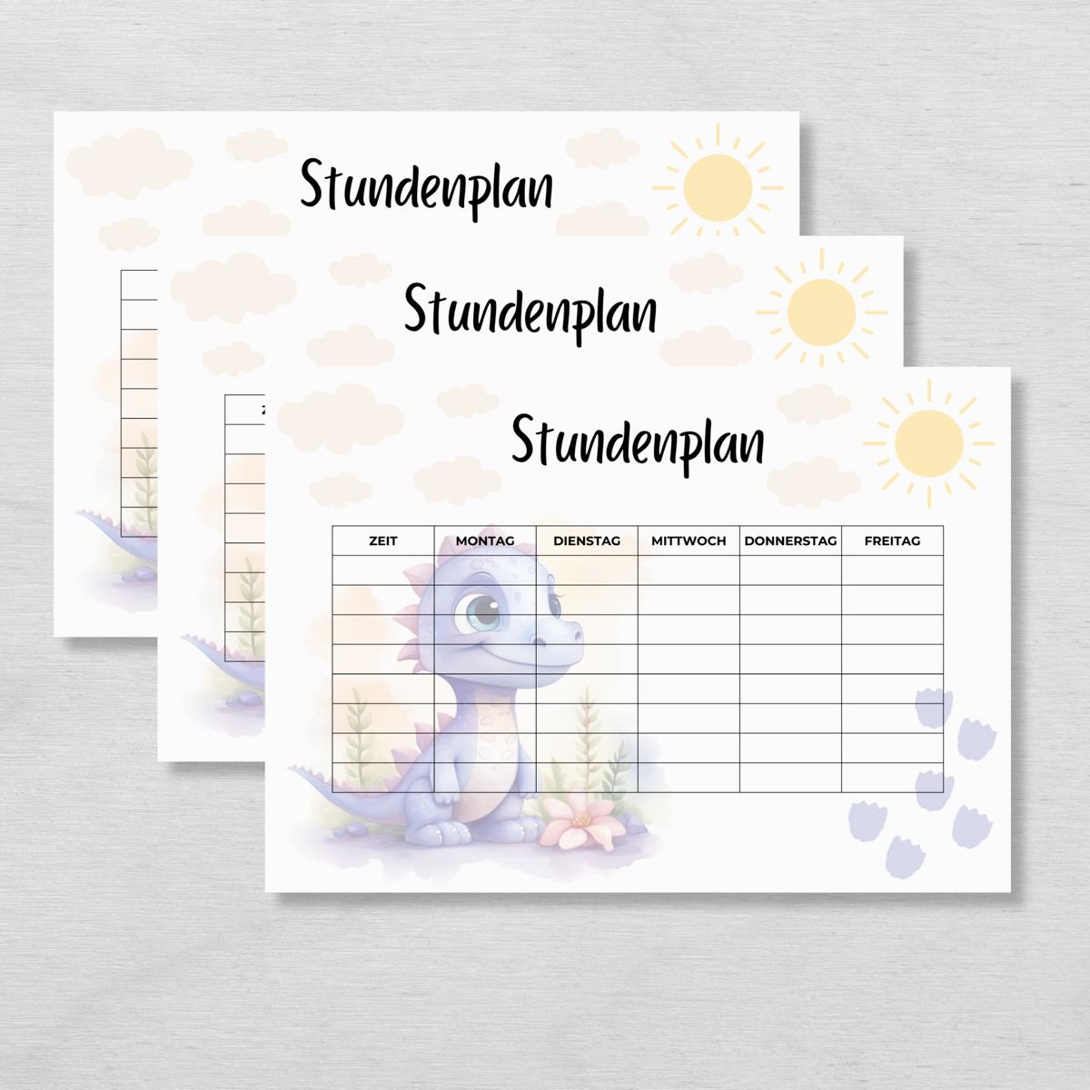 Dino Stundenplan für Kinder, lila