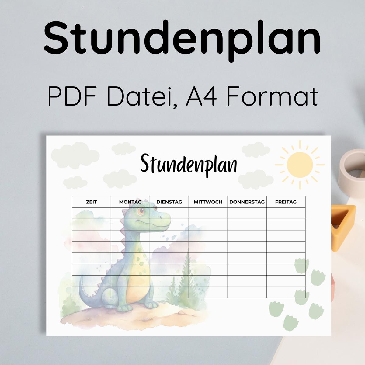 Dino Stundenplan für Kinder, grün