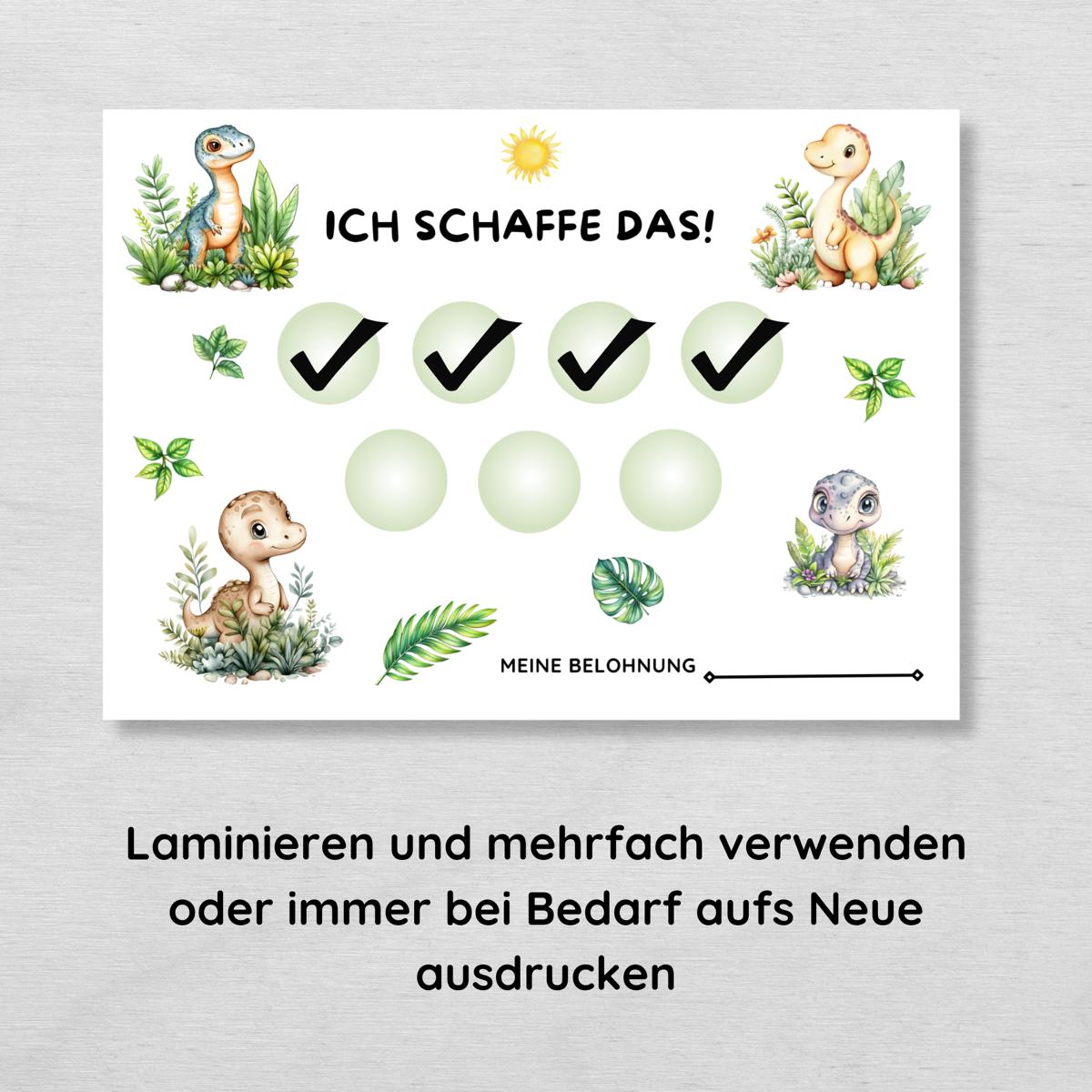 Dino Aufgabenplan und Belohnungsplan für Kinder