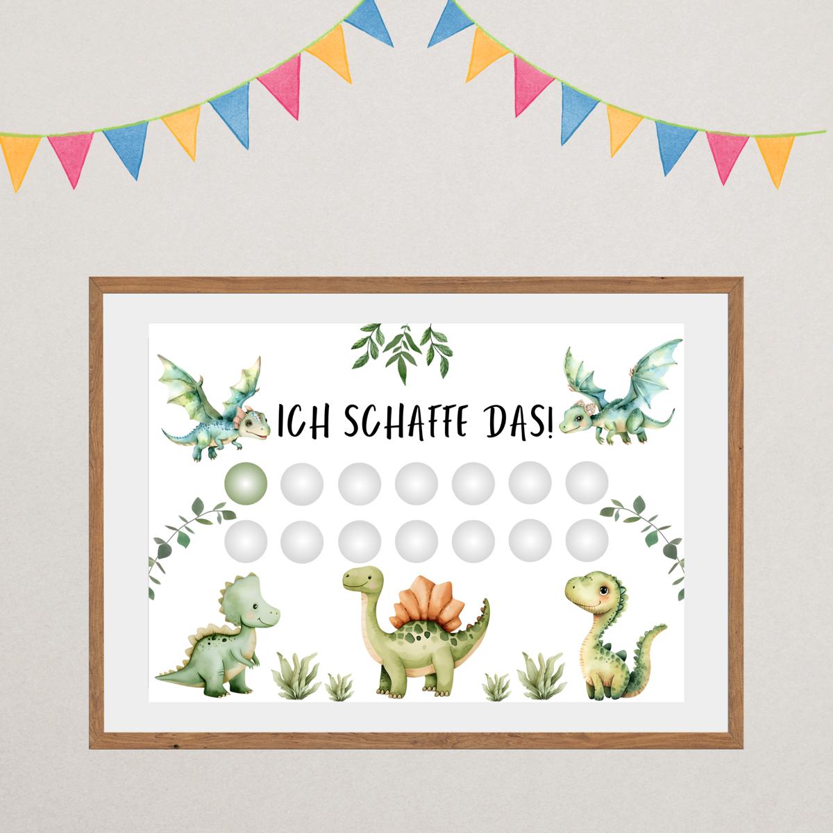 Dinosaurier Belohnungstafel für Kinder zum Ausdrucken