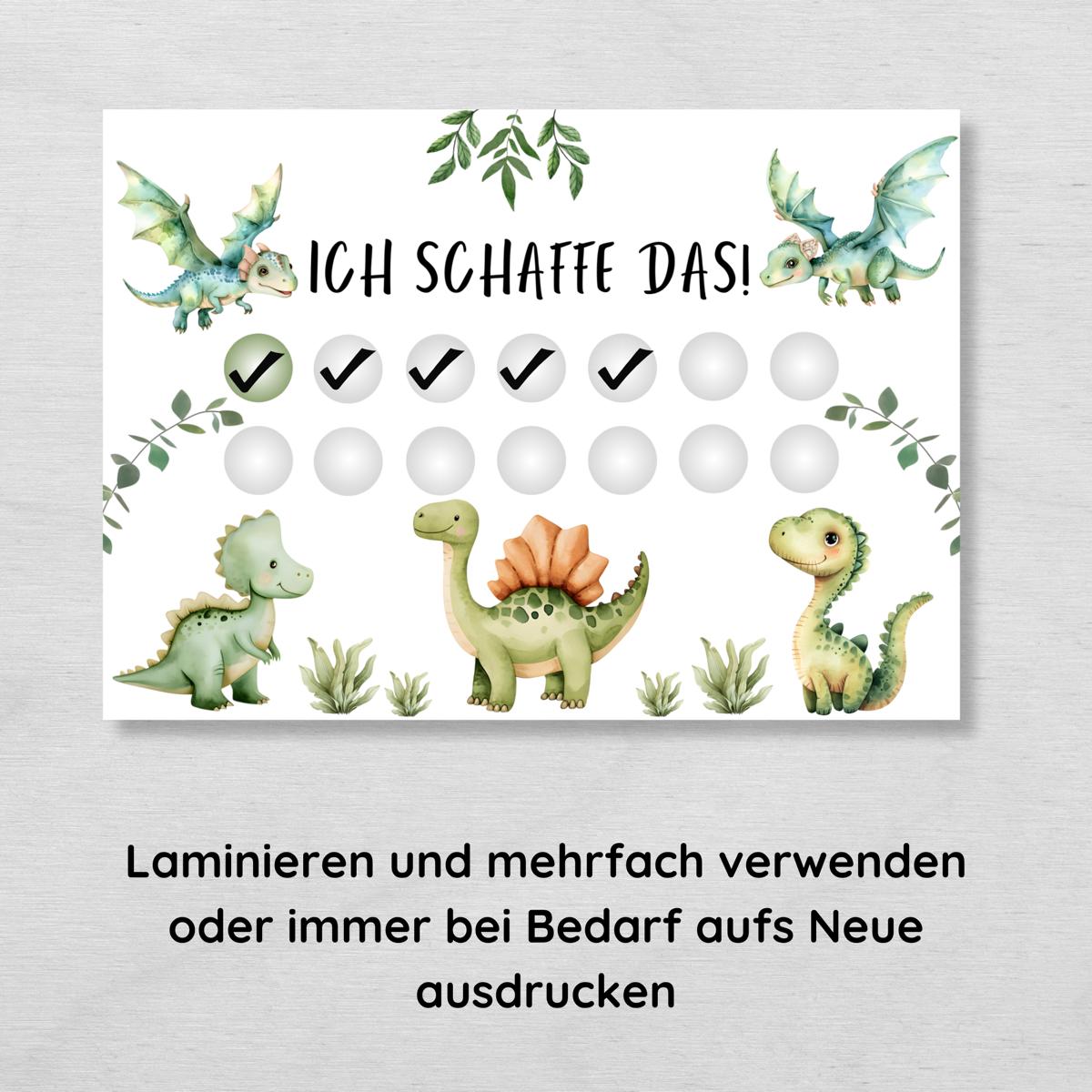 Dinosaurier Belohnungstafel für Kinder zum Ausdrucken