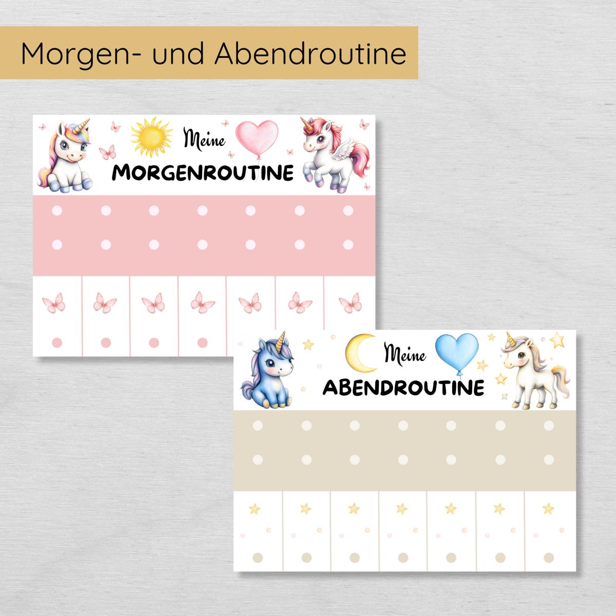 Einhorn Routine Set mit 160 Routinekarten & Planern