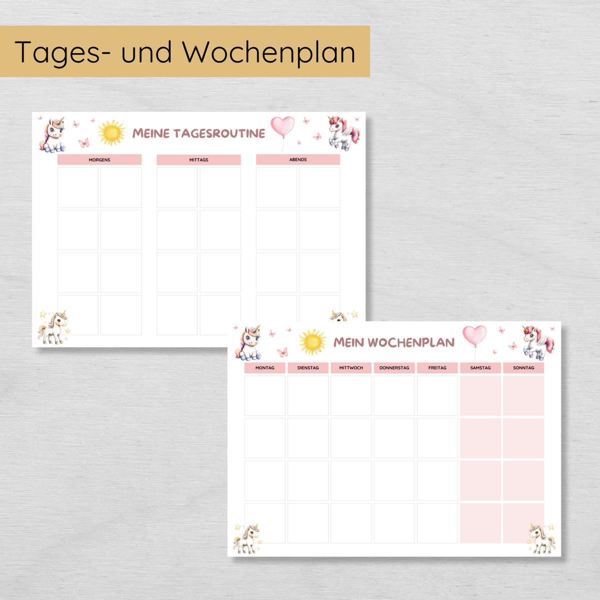 Einhorn Routine Set mit 160 Routinekarten & Planern