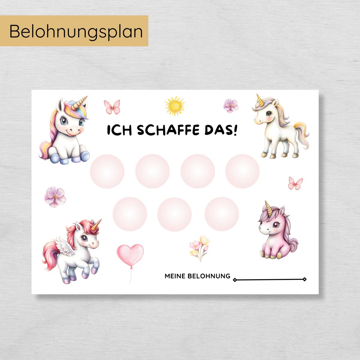 Einhorn Aufgabenplan und Belohnungsplan für Kinder