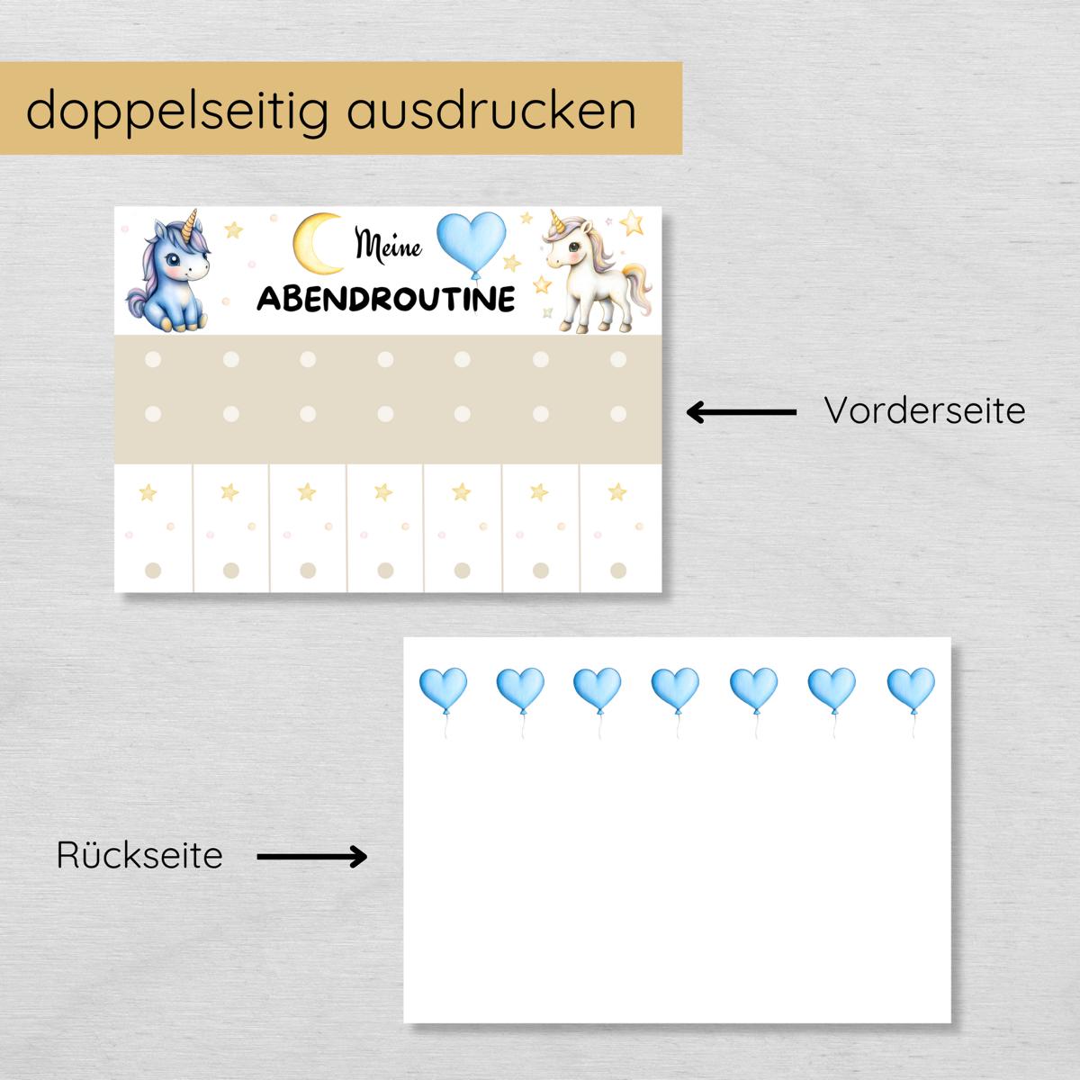 Einhorn Morgenroutine & Abendroutine Plan für Kinder, PDF Routineplan