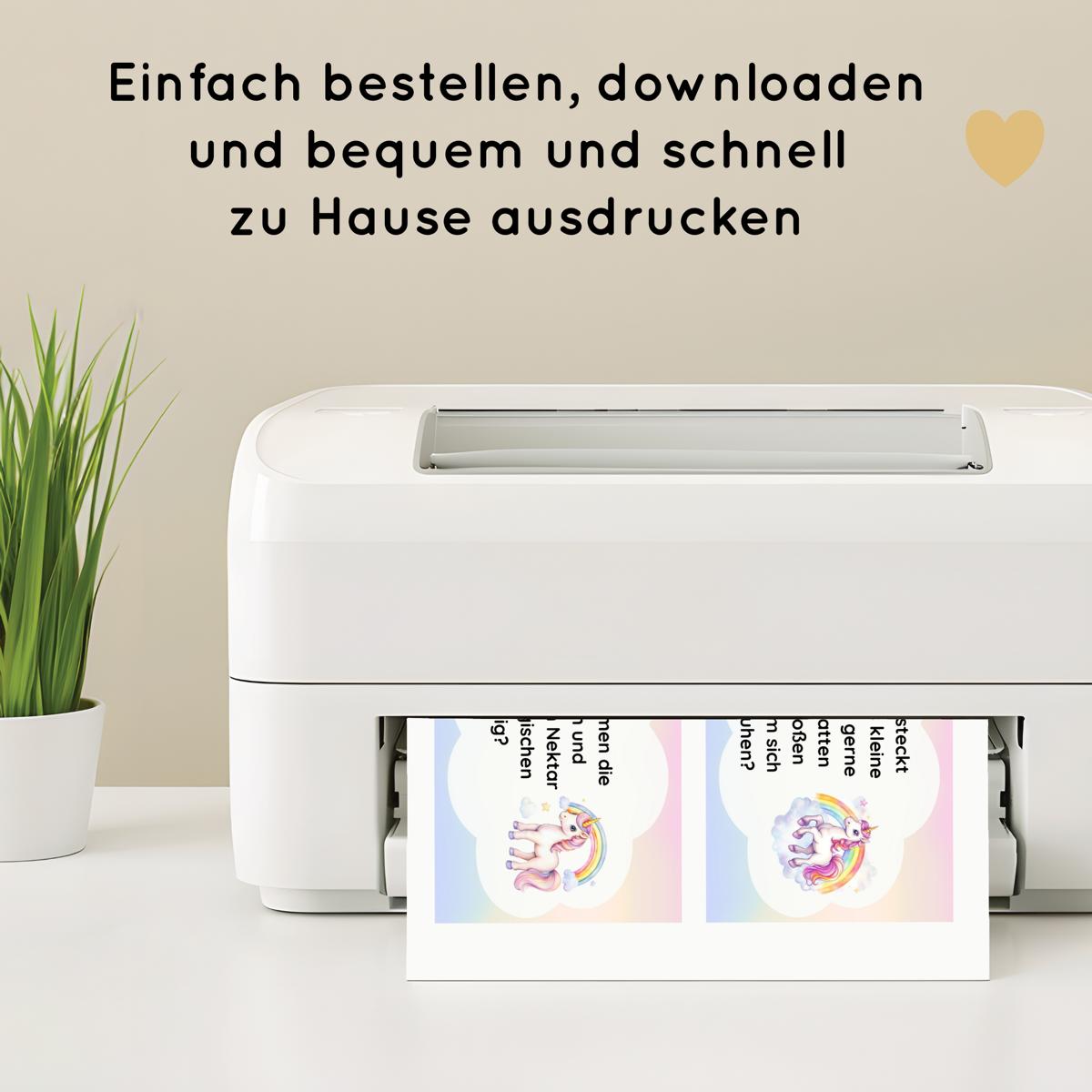 Einhorn Outdoor Schnitzeljagd - 20 einfache Hinweise, Urkunde & mehr