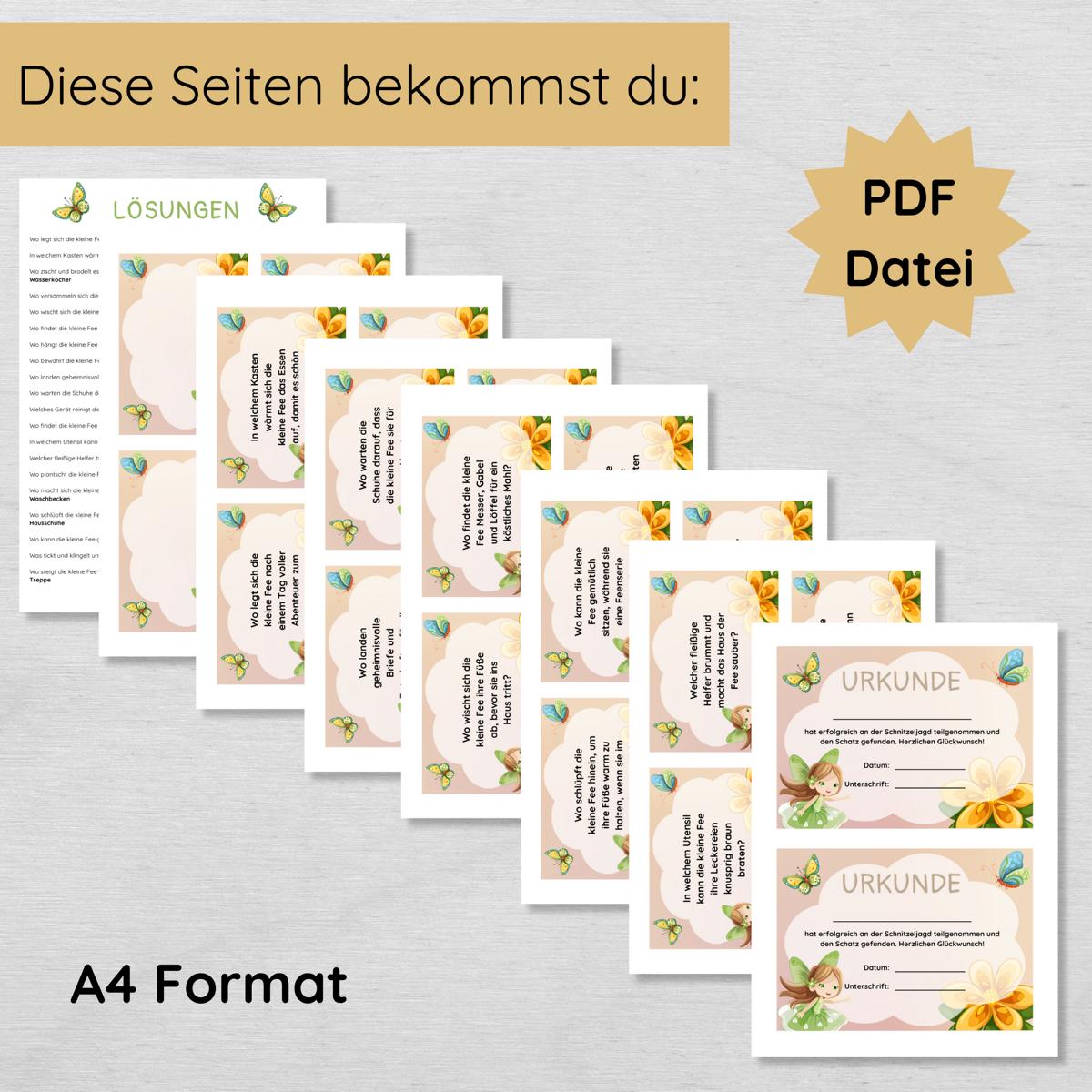 Feen Indoor Schnitzeljagd mit 20 Hinweisen und Urkunde