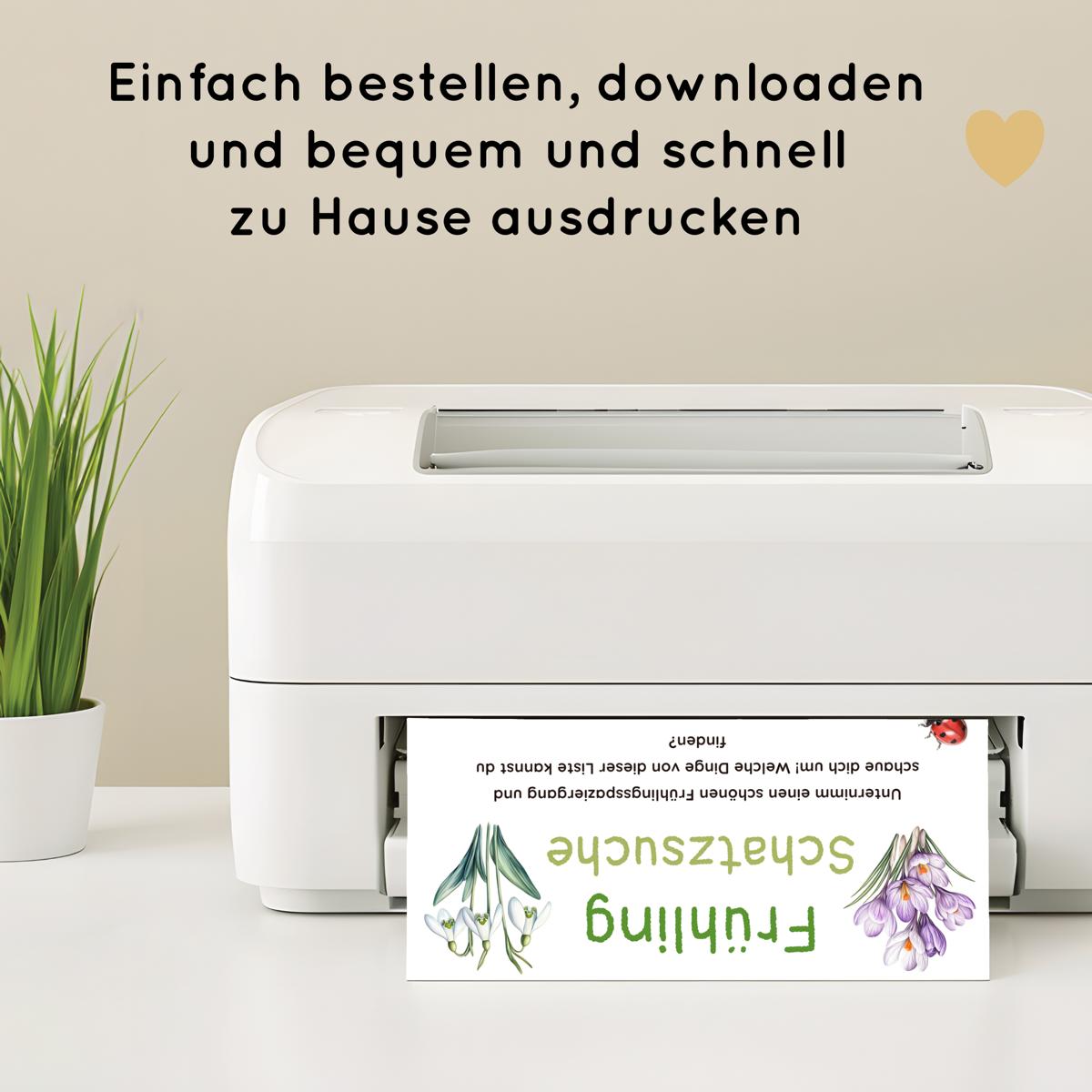 Frühlingsschatzsuche für Kinder Druckvorlage