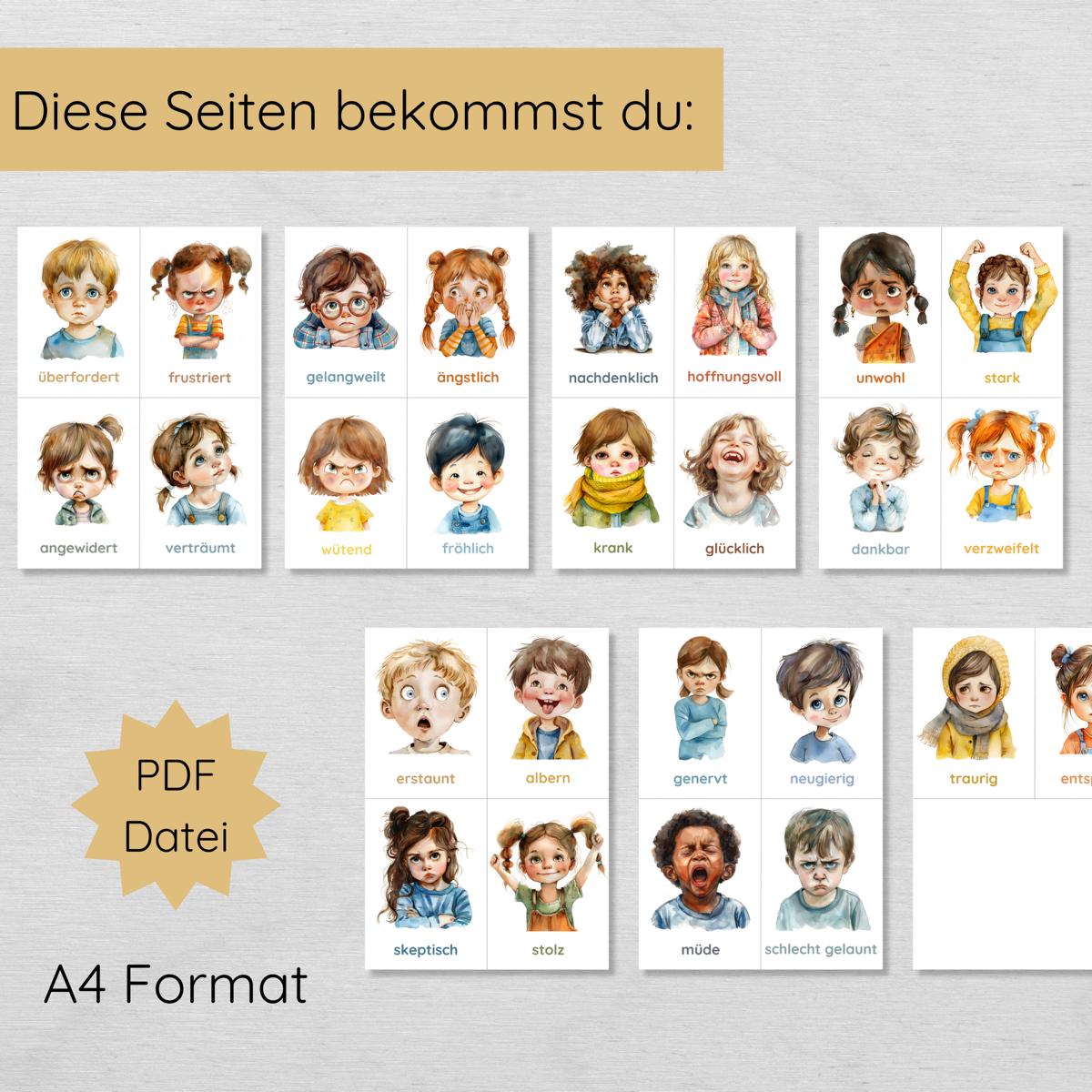 26 Gefühlskarten für Kinder