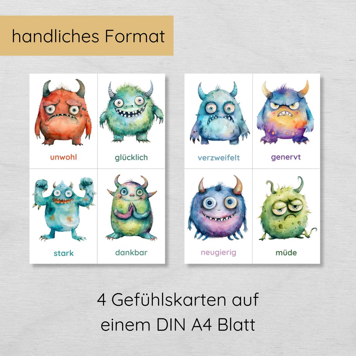 26 Monster Gefühlskarten für Kinder