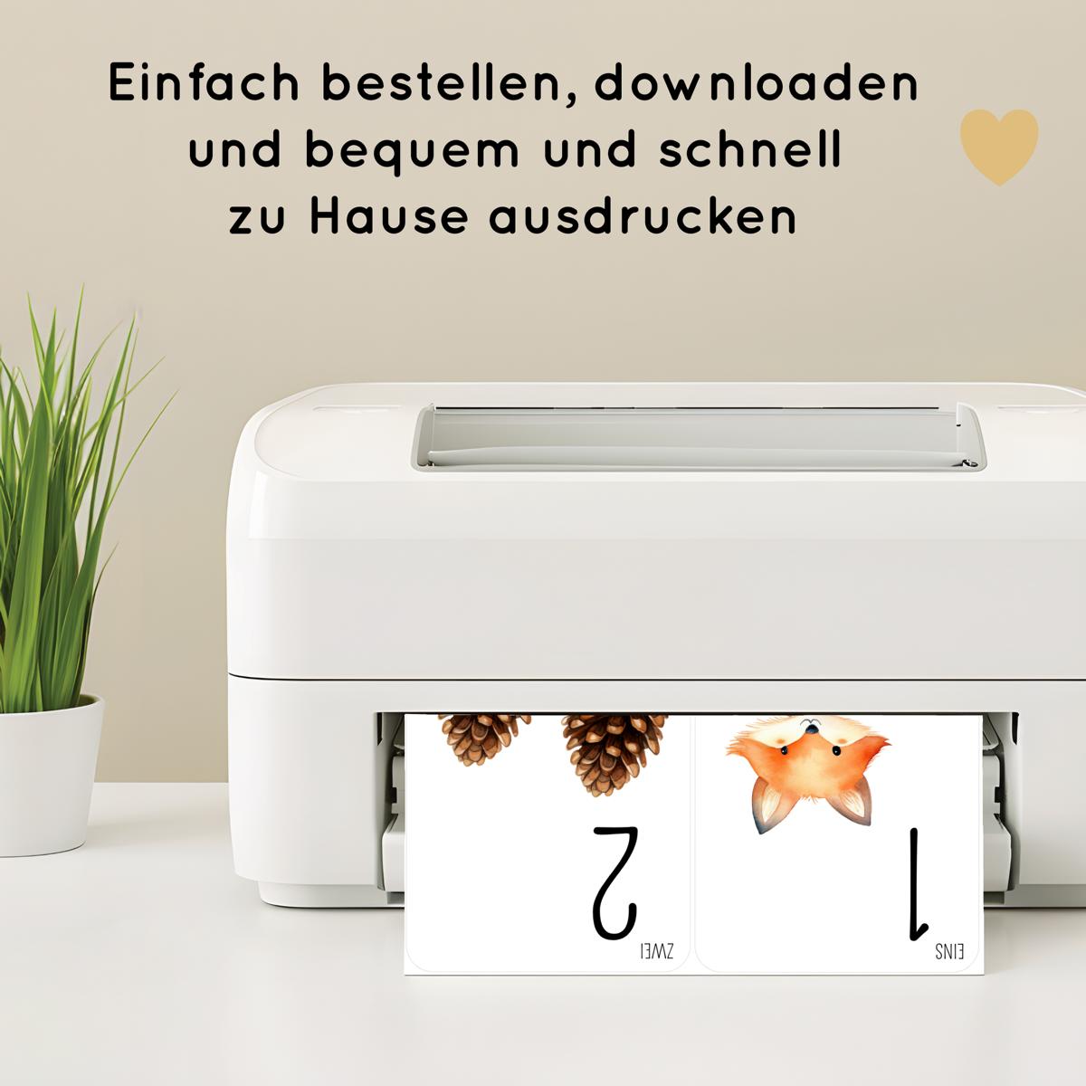 Herbst Zahlen 1 bis 10 Lernkarten für Kinder