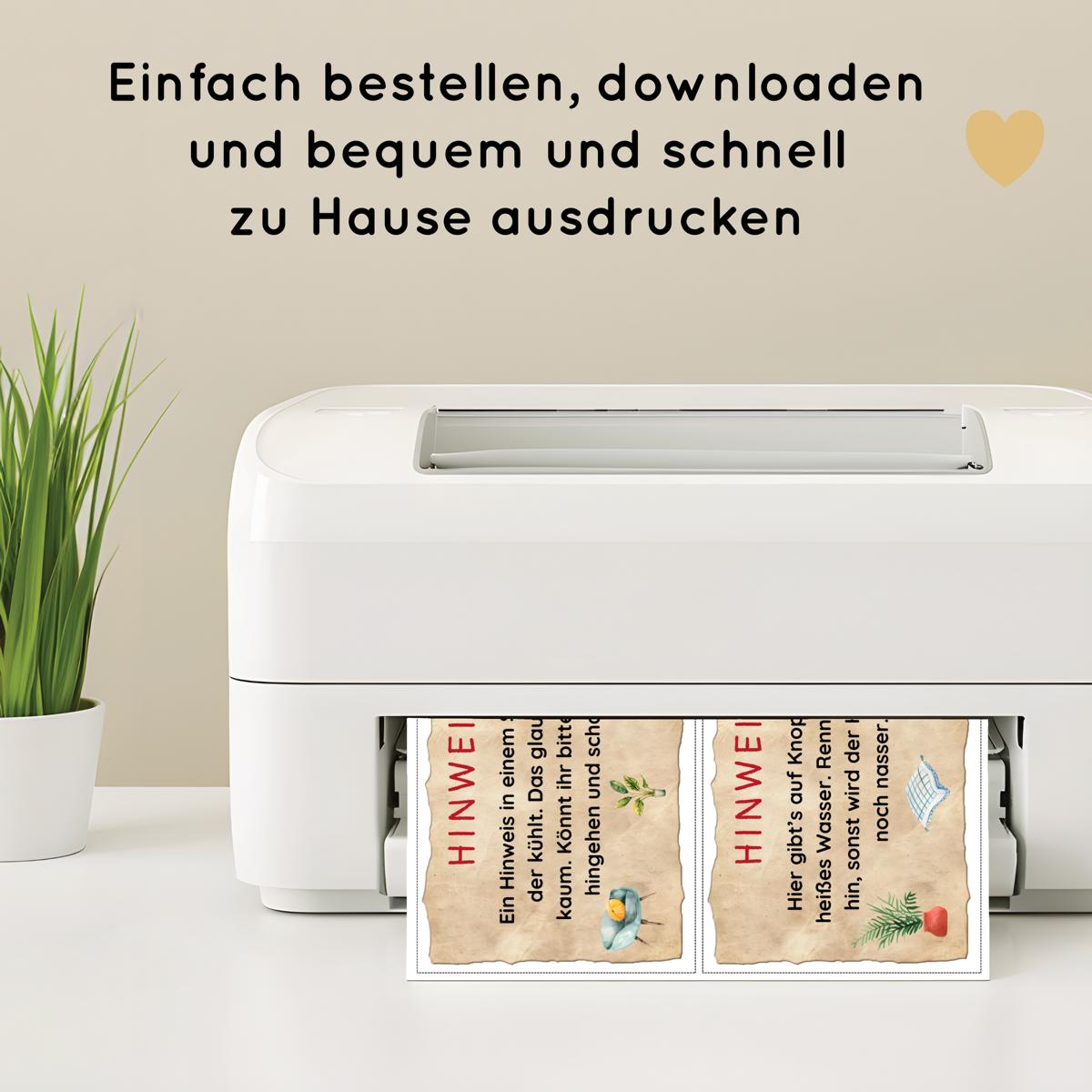 Indoor Schnitzeljagd mit 15 Hinweisen in Reimform