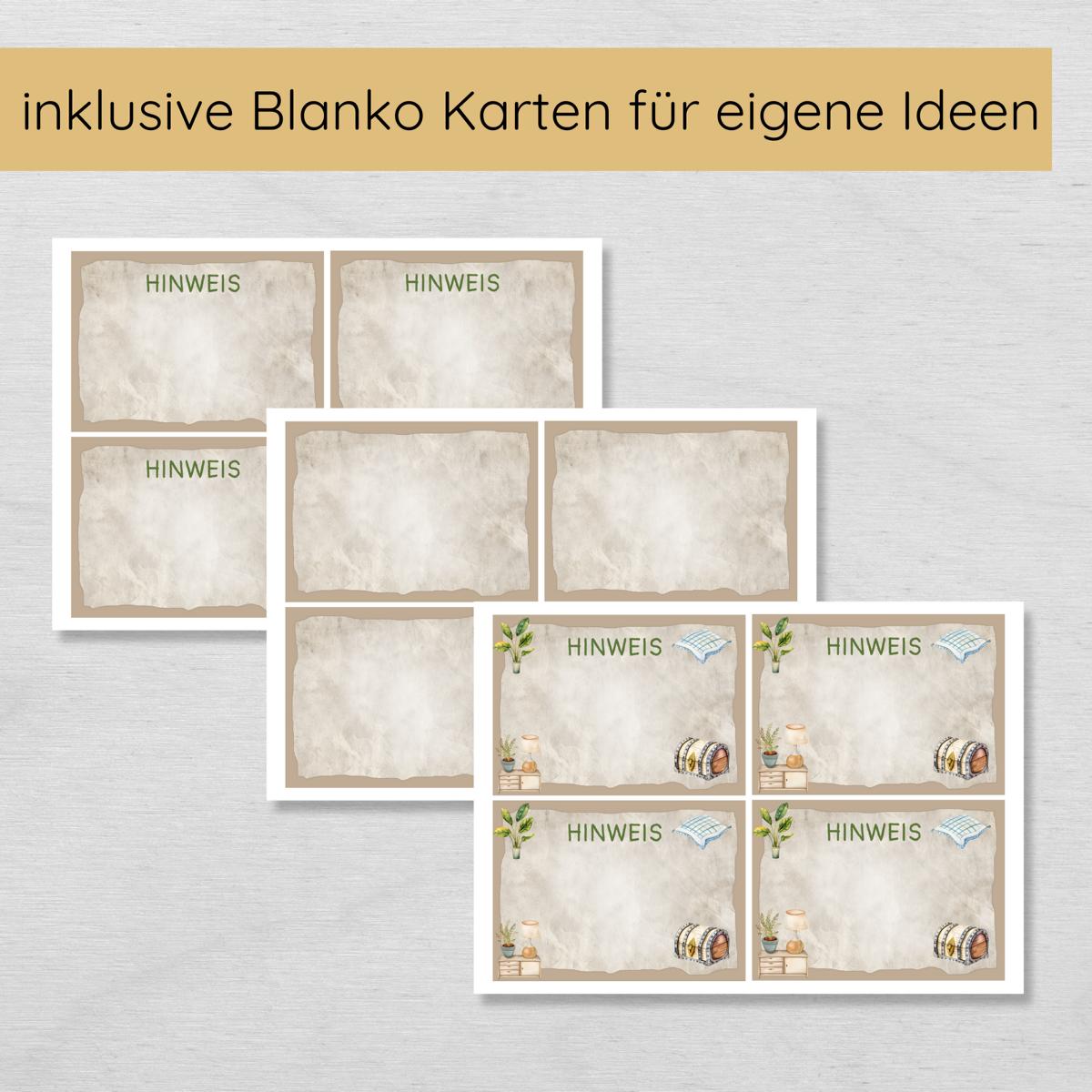 Indoor Schnitzeljagd mit 15 Hinweisen, Urkunde & 3 Spielen