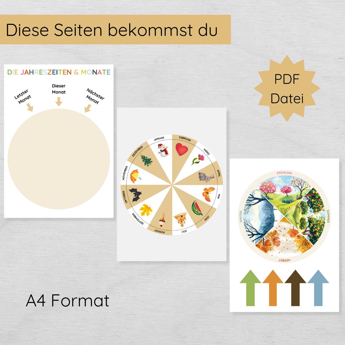 Jahreszeiten- und Monatsrad für Kinder
