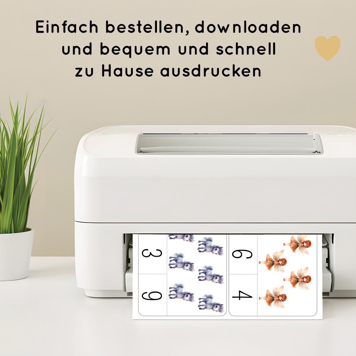 Einhorn & Fee Klammerkarten Zahlen 1 bis 10 für Kinder