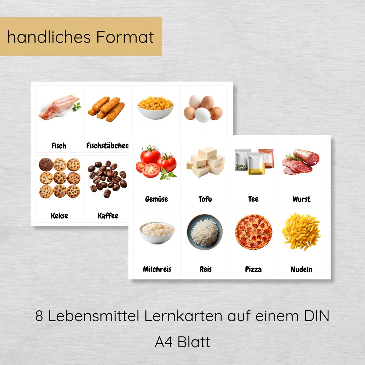 50 Lebensmittel Lernkarten für Kinder
