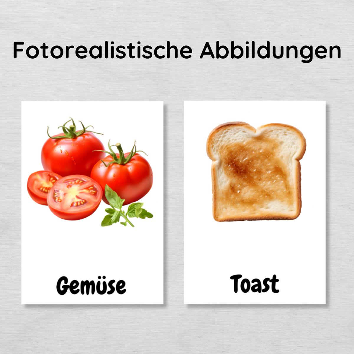 50 Lebensmittel Lernkarten für Kinder