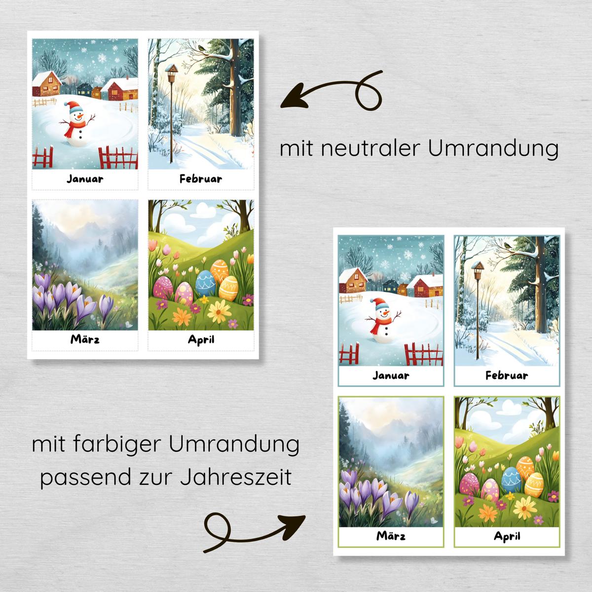 Monate des Jahres Lernkarten für Kinder