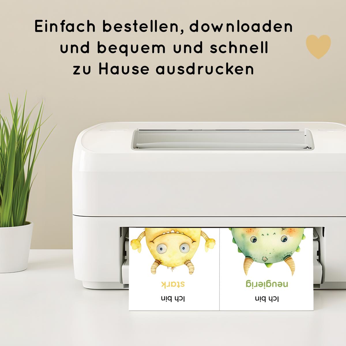 20 Monster Affirmationskarten für Kinder