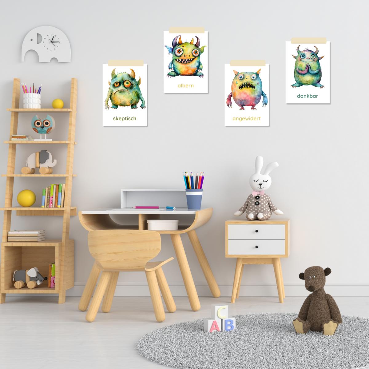 26 Monster Gefühlskarten für Kinder