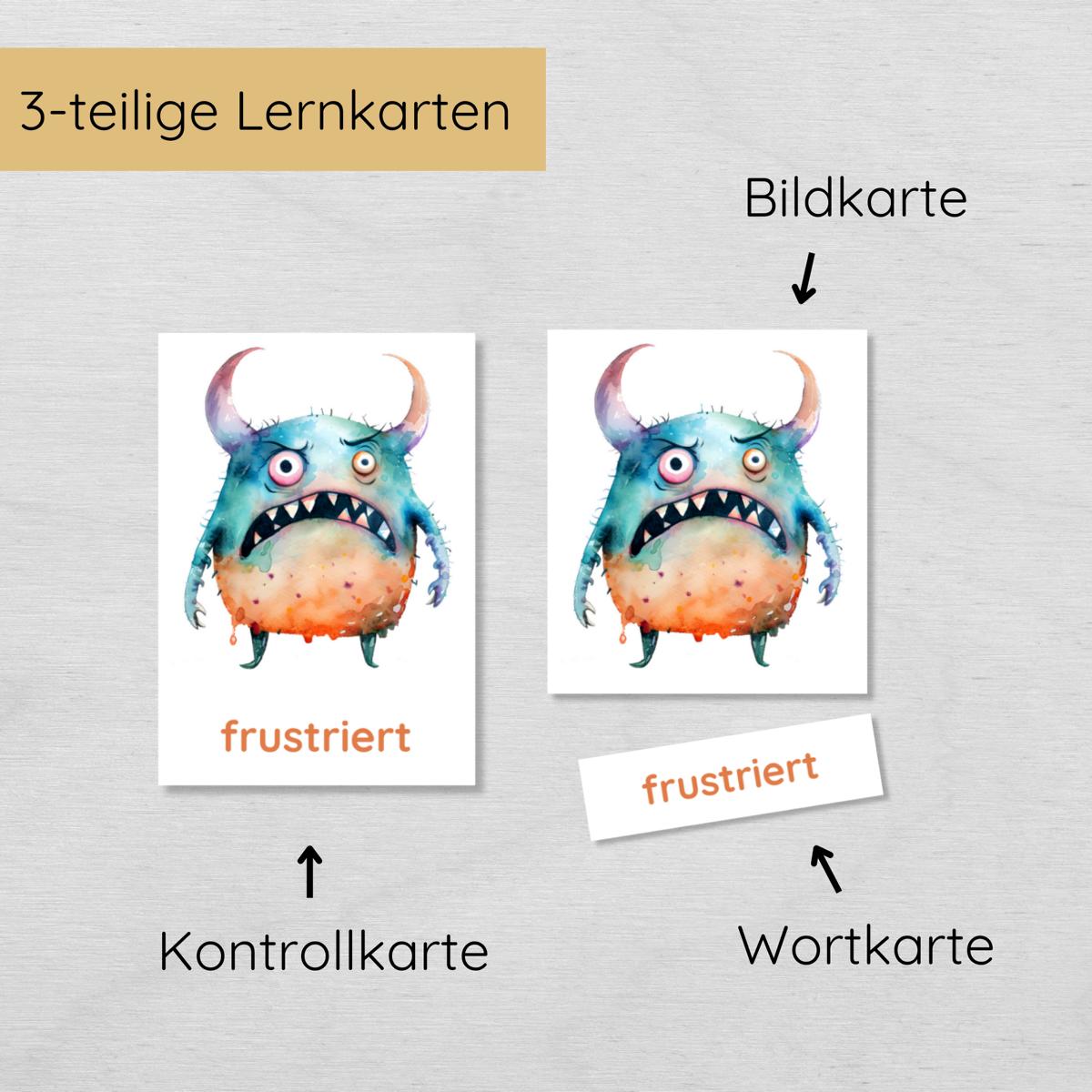 26 dreiteilige Monster Gefühlskarten für Kinder