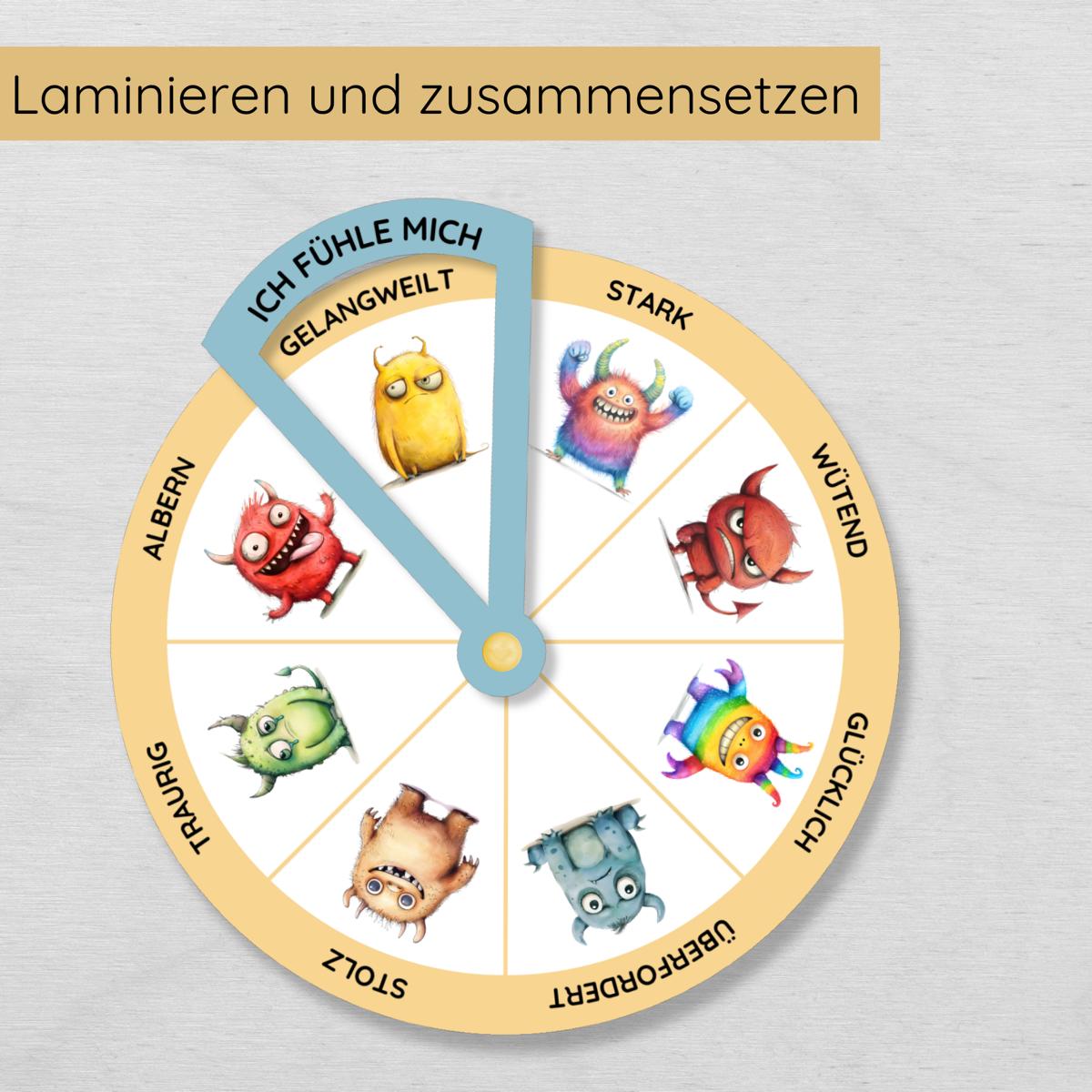 Monster Gefühlsrad für Kinder in 2 Varianten