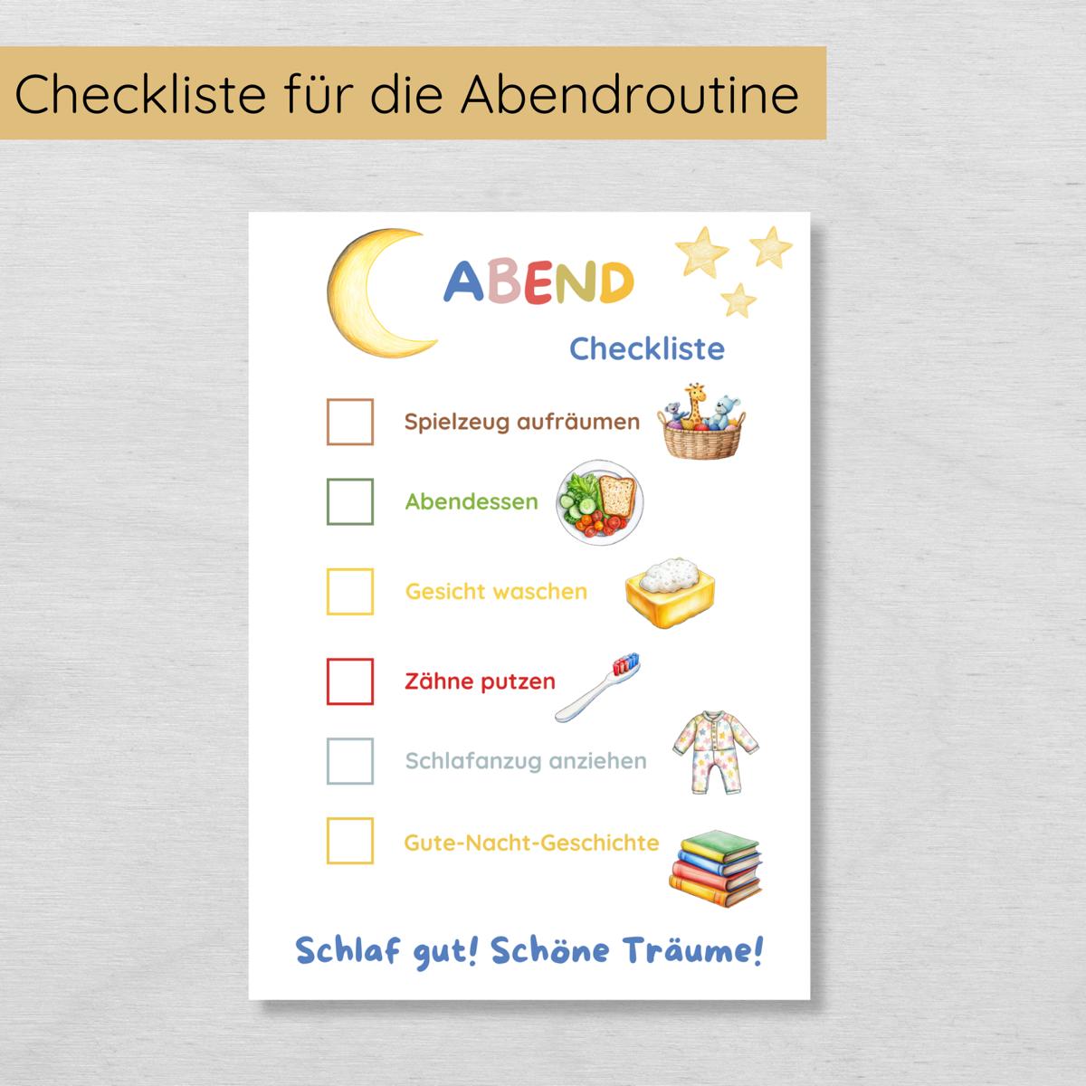 Checkliste für die tägliche Morgen- und Abendroutine für Kinder