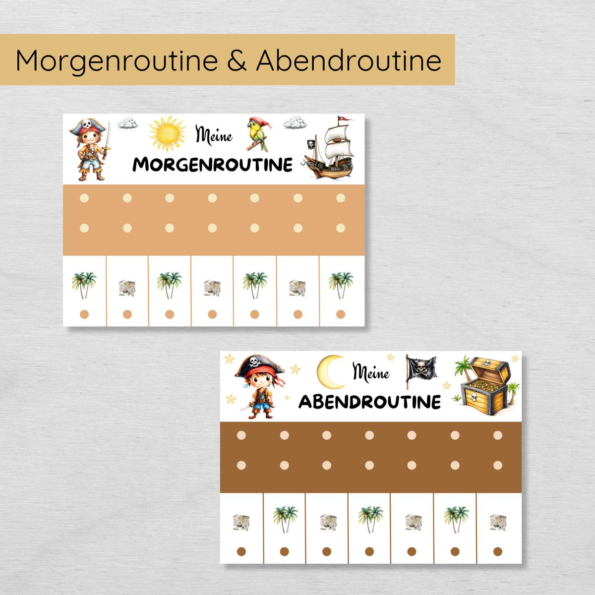 Pirat Morgenroutine & Abendroutine Plan für Kinder, PDF Routineplan