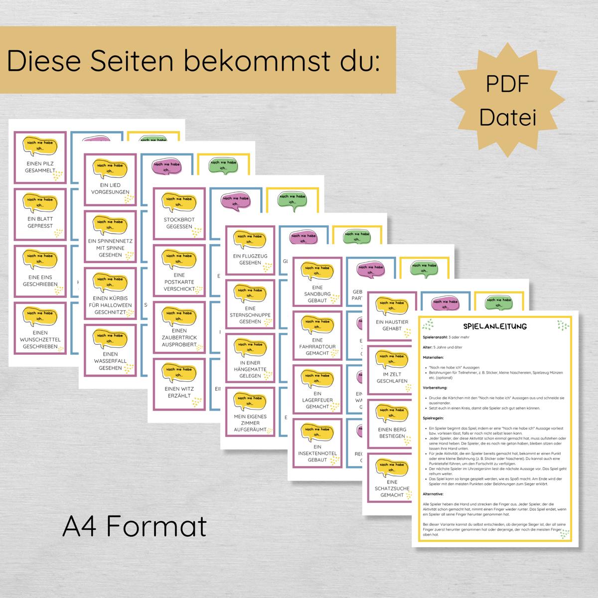 Noch nie habe ich Spiel Kinder Edition