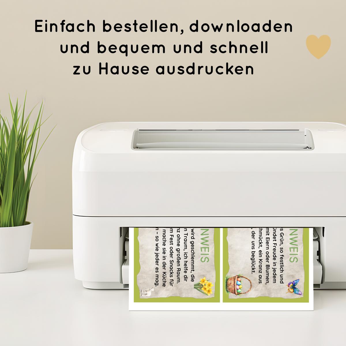 Ostern Indoor Schnitzeljagd mit 30 Hinweisen, Urkunde, 2 Spielen & 2 Ausmalbildern