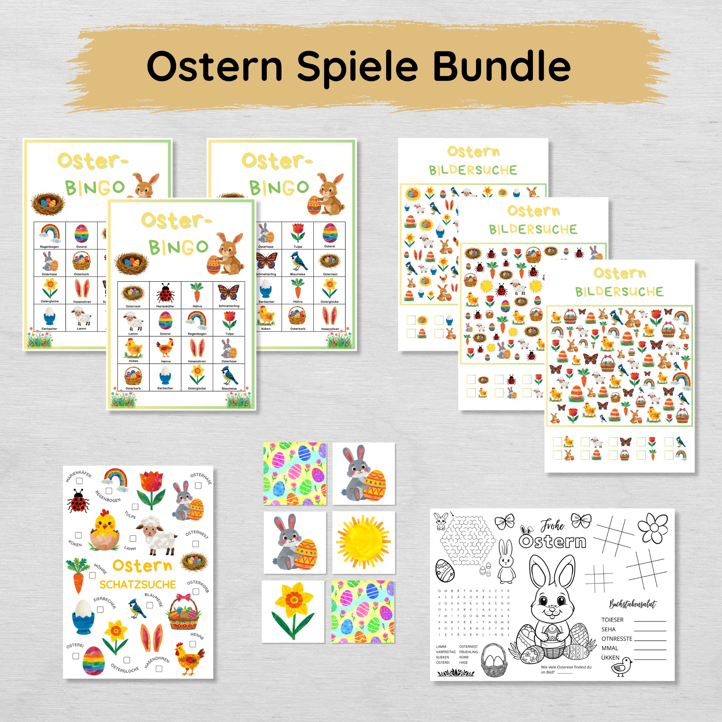 Ostern Spiele Bundle für Kinder als PDF zum Ausdrucken – LittleLinchen