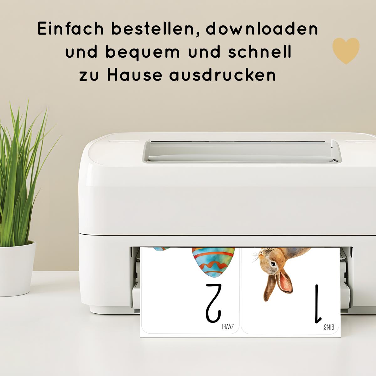 Ostern Zahlen 1 bis 10 Lernkarten für Kinder