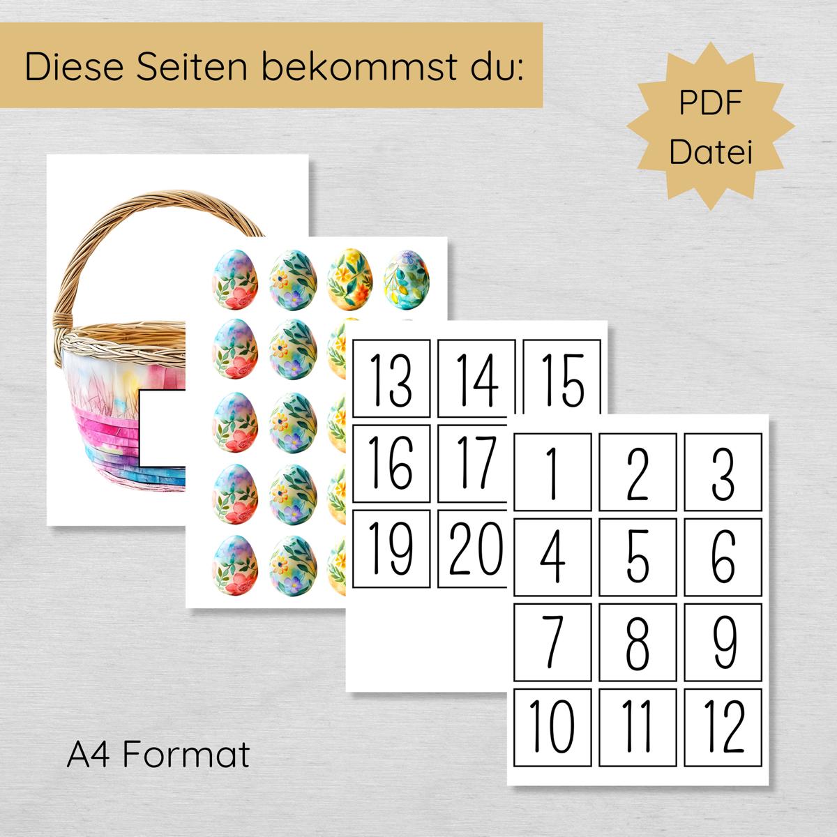 Ostern Zahlen bis 20 Lernspiel für Kinder