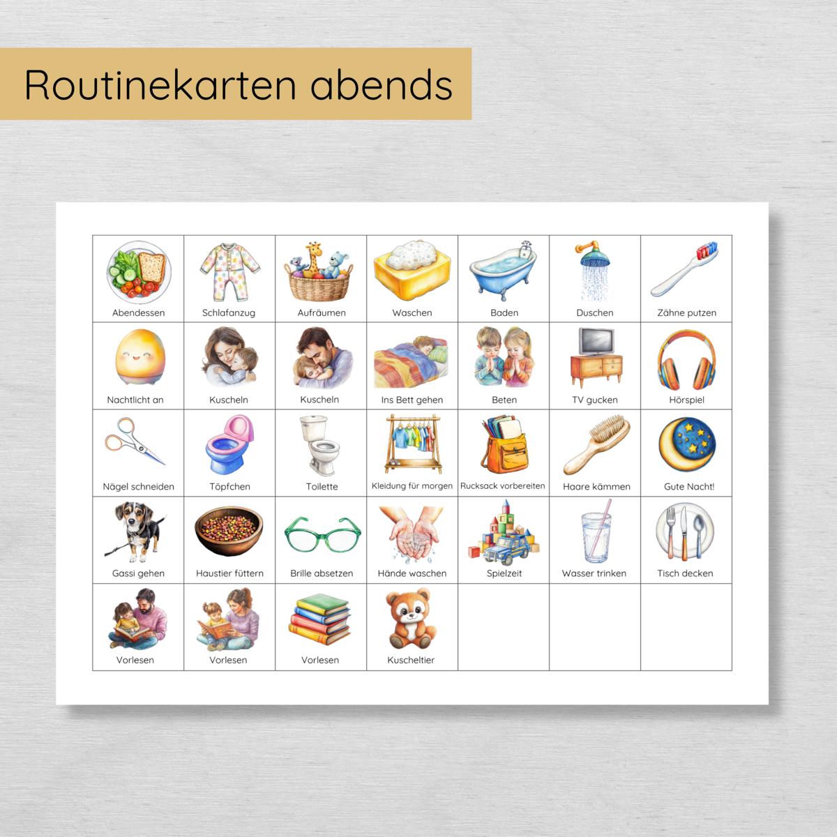 Dino Morgenroutine & Abendroutine Plan für Kinder, PDF Routineplan