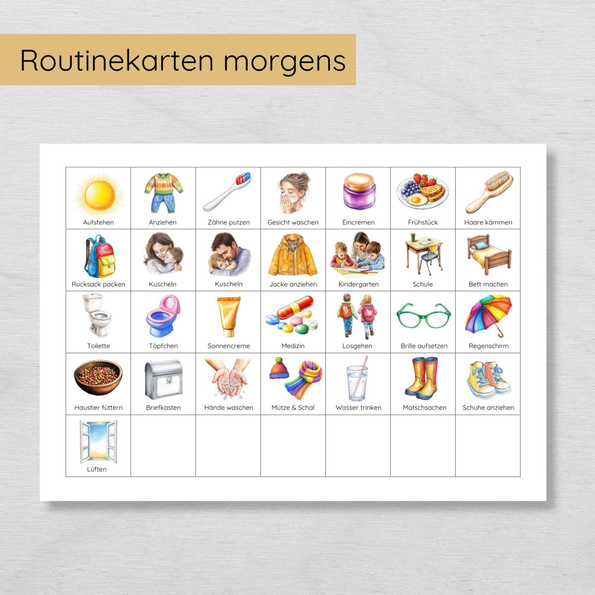 Dino Morgenroutine & Abendroutine Plan für Kinder, PDF Routineplan