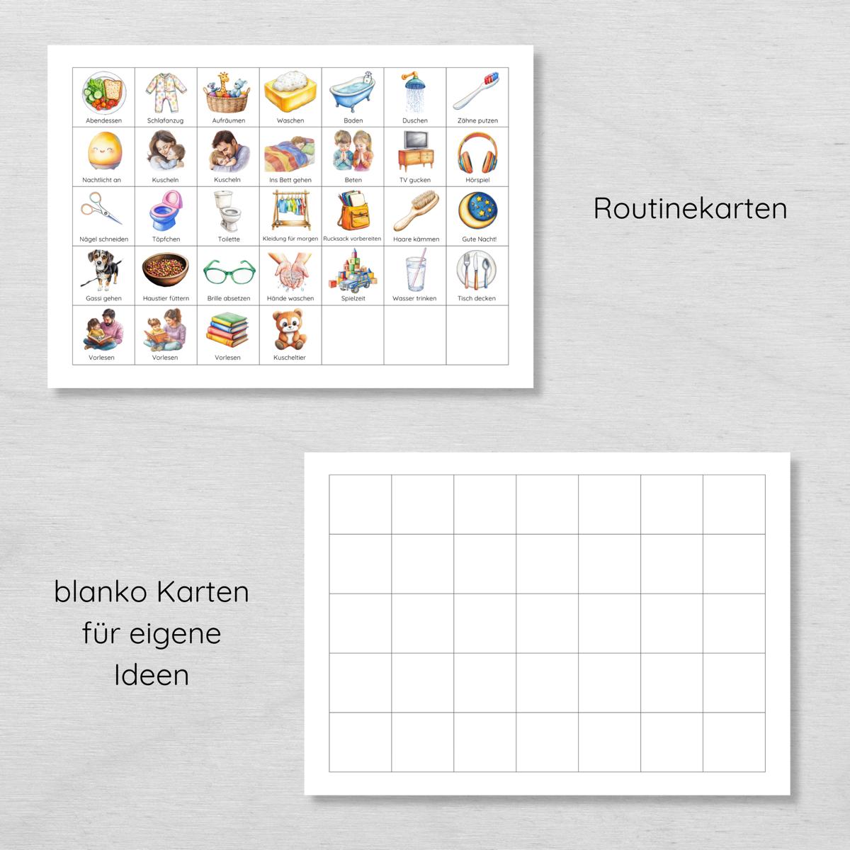 Dino Morgenroutine & Abendroutine Plan für Kinder, PDF Routineplan