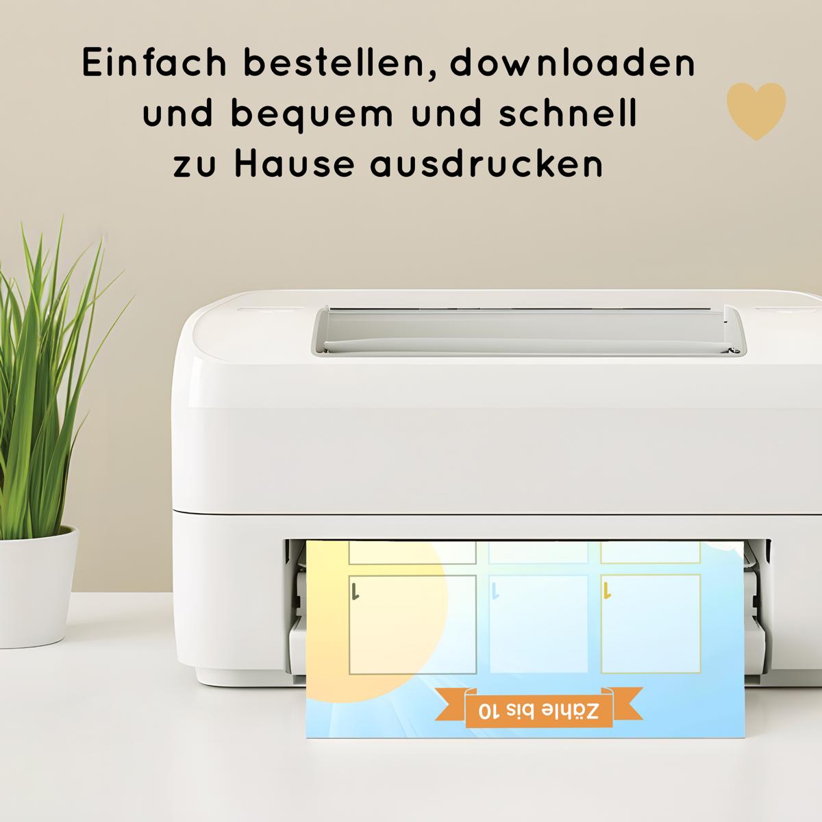 Safari Zählübung Zahlen 1 bis 10 für Kinder, hochkant